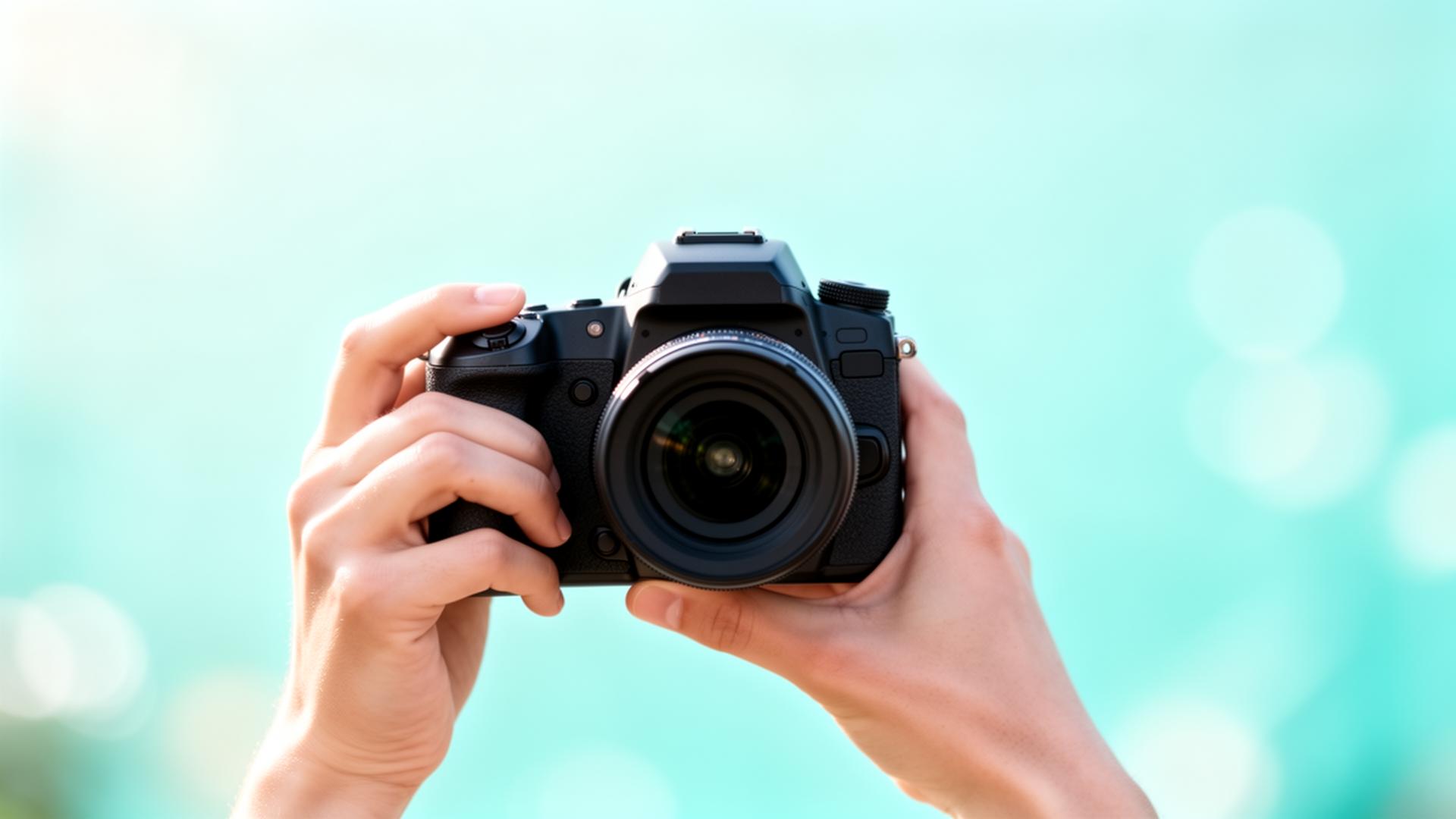 Cámara fotográfica en manos de un fotógrafo
